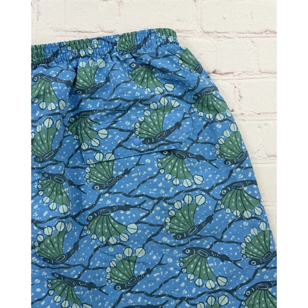 Patagonia Swim Trunks Shorts Men’s Blue Fish Y2K Print Mesh Lined XL